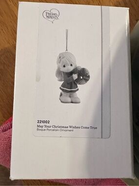 Precious Moments White Porcelain Holiday Girl Ornament “May your wishes co true”